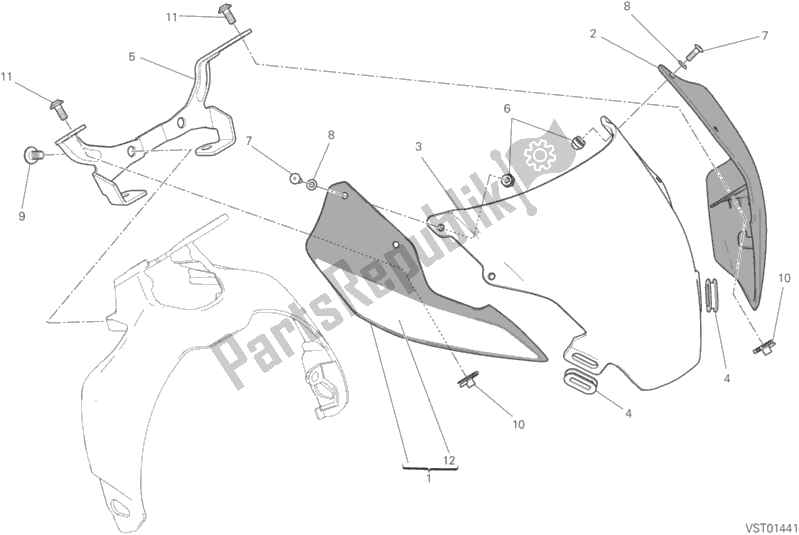 Alle onderdelen voor de Motorkap van de Ducati Monster 821 Stripes USA 2017
